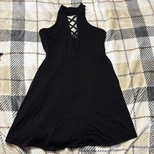 Express Black Backless Halter Dress